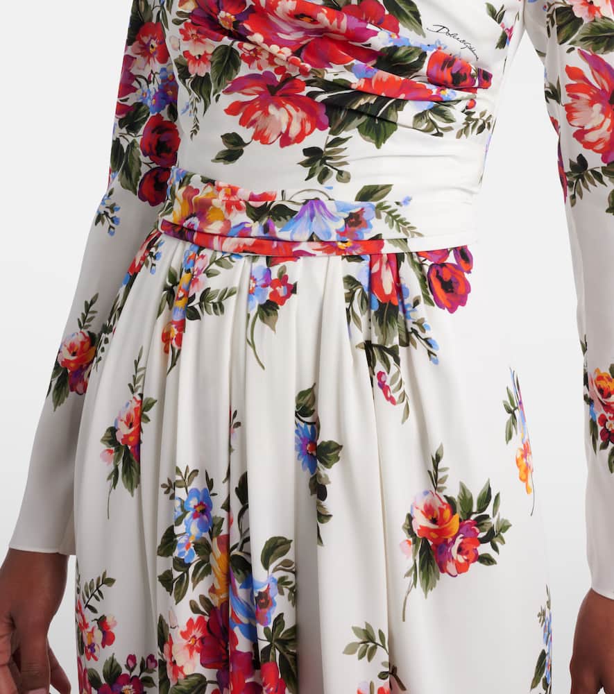 Floral silk-blend charmeuse gown