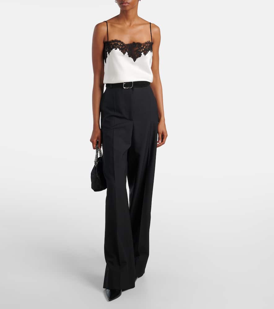 Lace-trimmed satin camisole