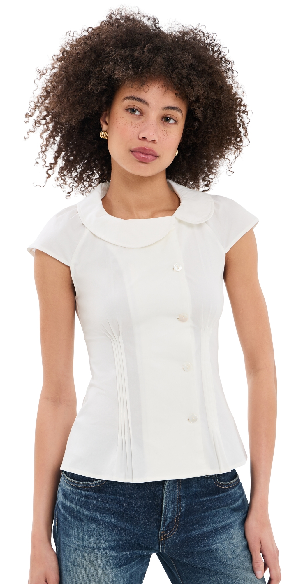 Missy Asymmetric Blouse Porcelain