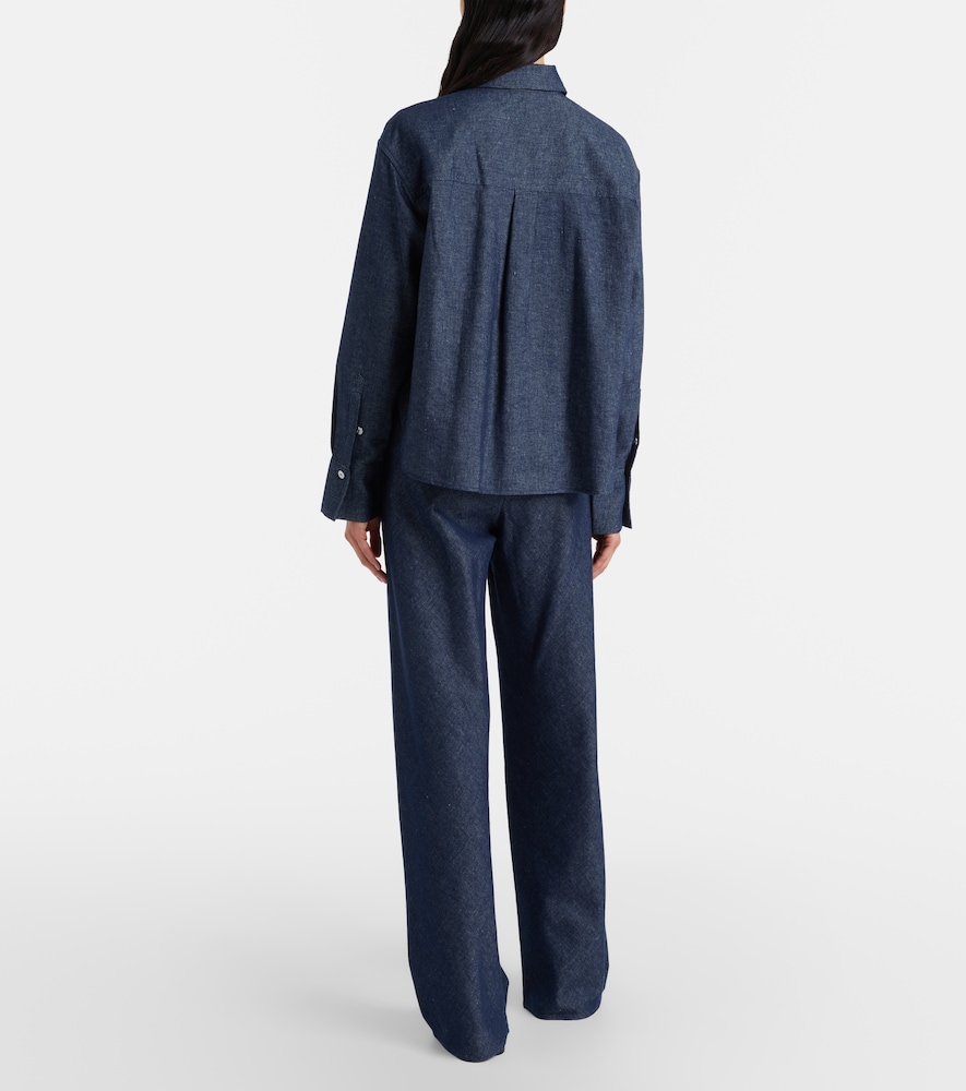 Colette cotton and linen chambray wide-leg pants