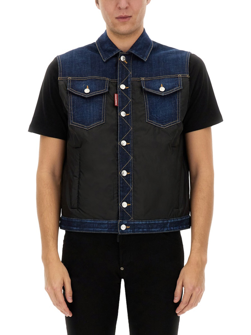 Dsquared2 Men's Puffer Vest in Denim | Size 50 | S74FB0336 Color S30664963