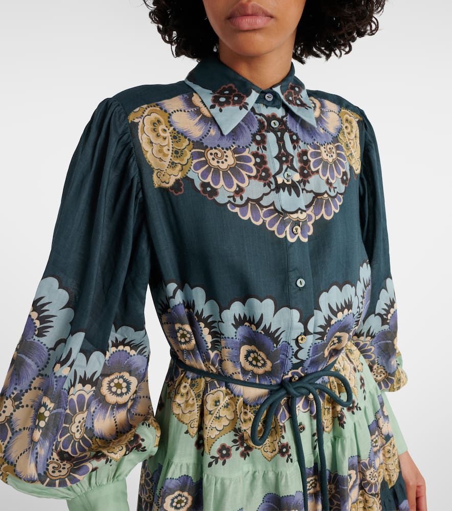 Alémais Madalena floral ramie shirt dress