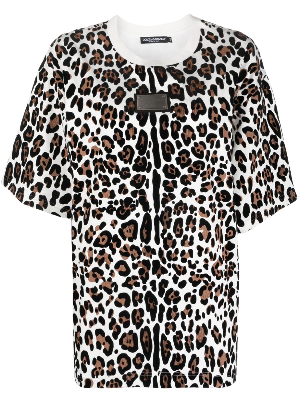 Leopard-print cotton T-shirt - White