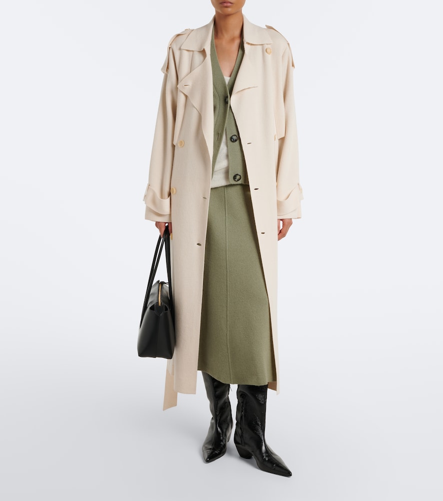 Virgin wool and cashmere midi skirt