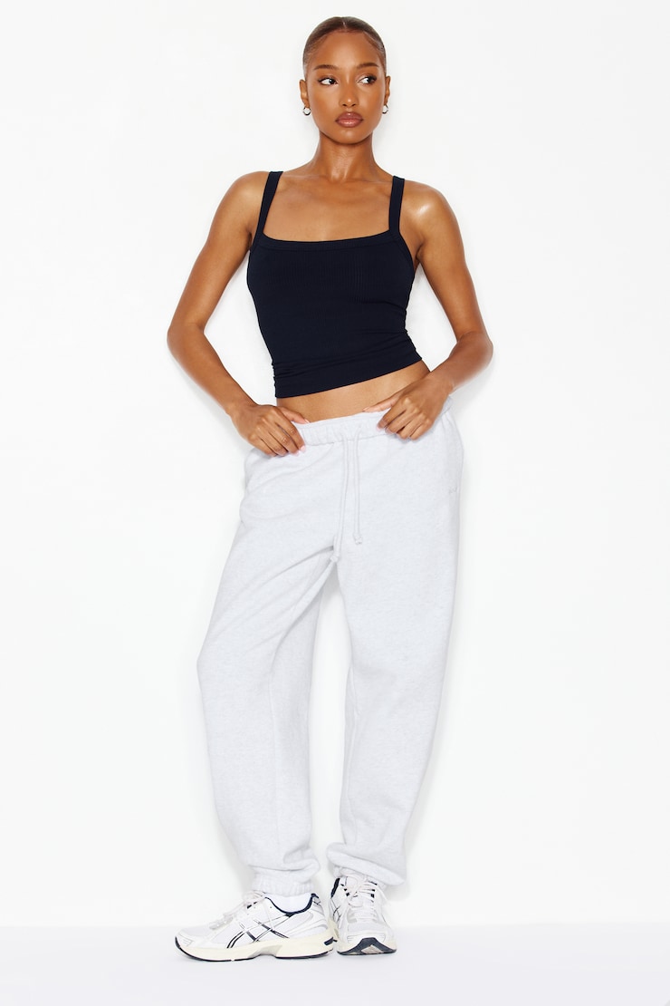 Open Neck Ribbed Cami Top - Navy - Women Clothing