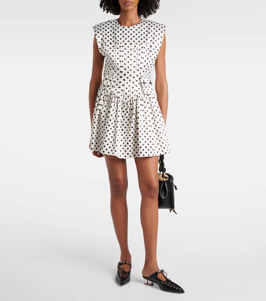 Polka-dot satin corset dress