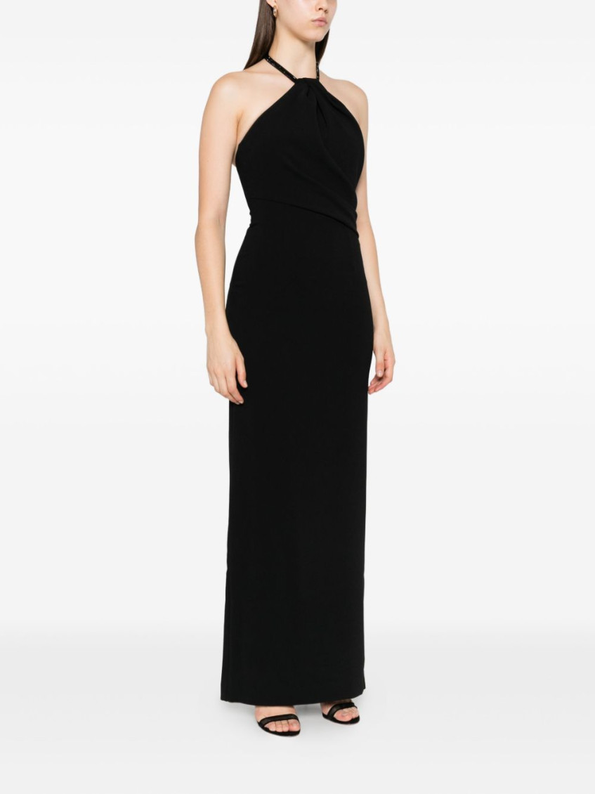 Riva halterneck draped maxi dress - Black