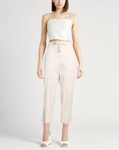 Easy Woman Pants Cream Size 6 Cotton, Elastane