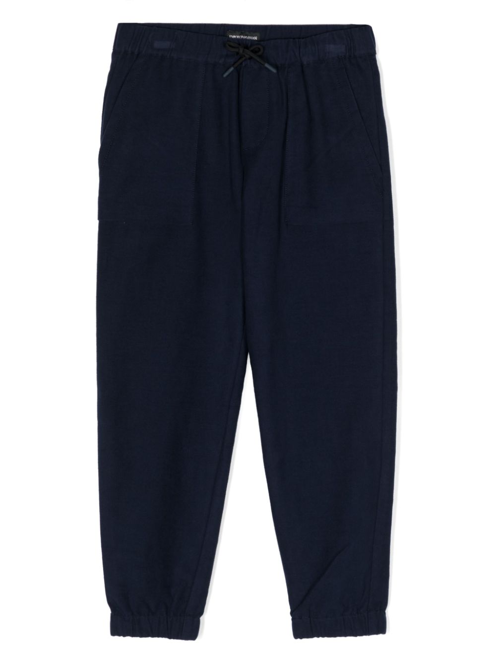 Logo-plaque drawstring-waistband trousers - Blue