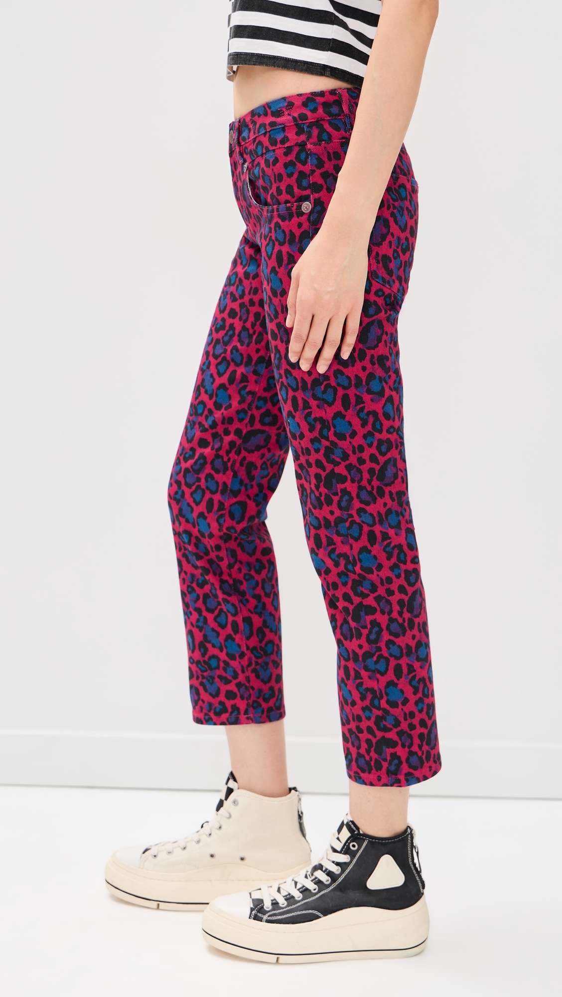 Pink Leopard Straight Jeans Fuchsia Leopard
