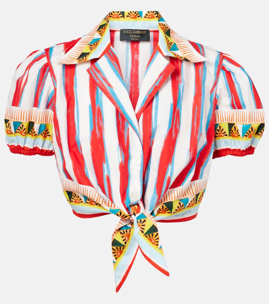 Cropped striped cotton shirt