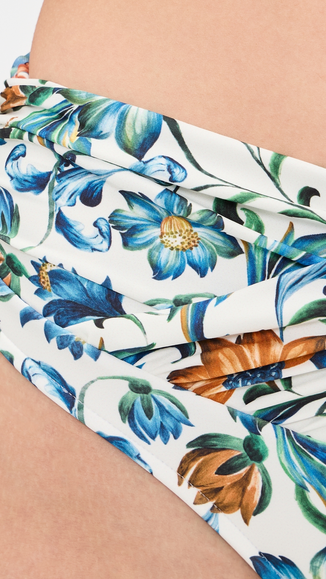 Flora Tile Hot Pants Bikini Bottoms Flora Tile Off White