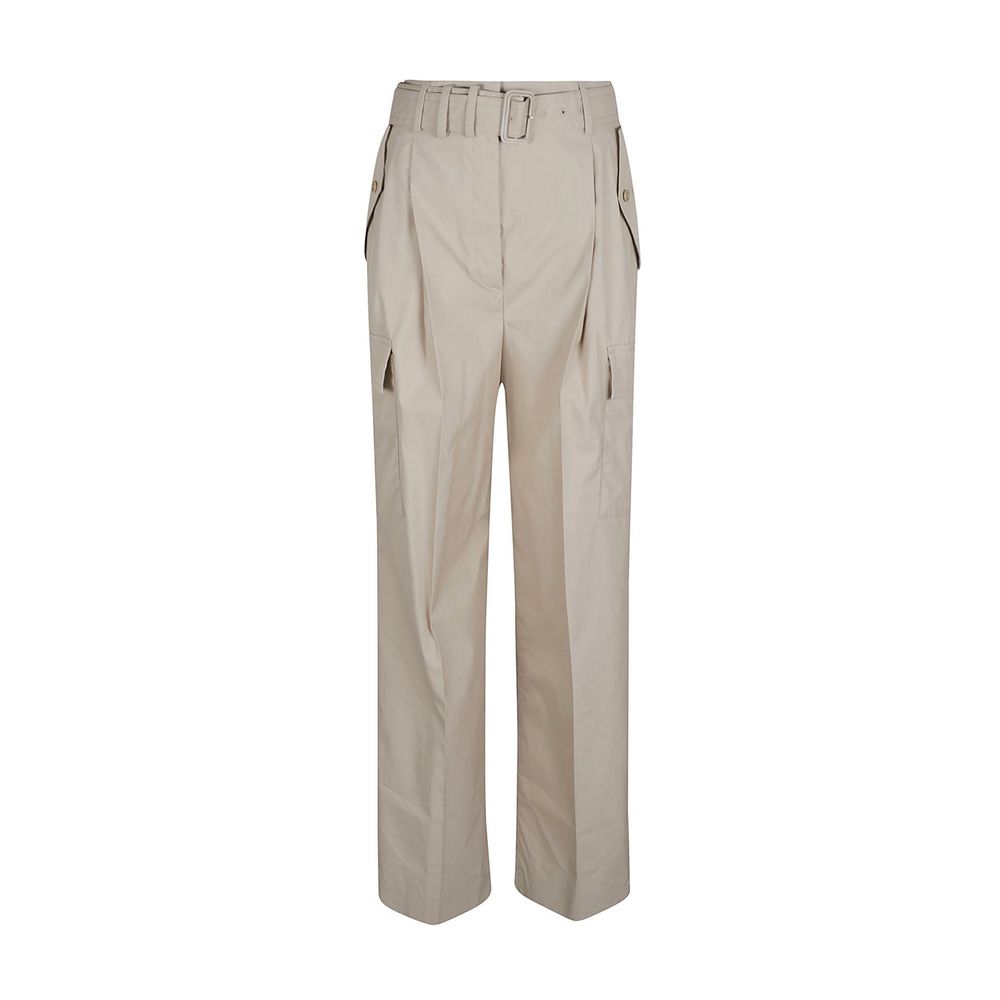 Cotton Blend Cargo Pants — Beige