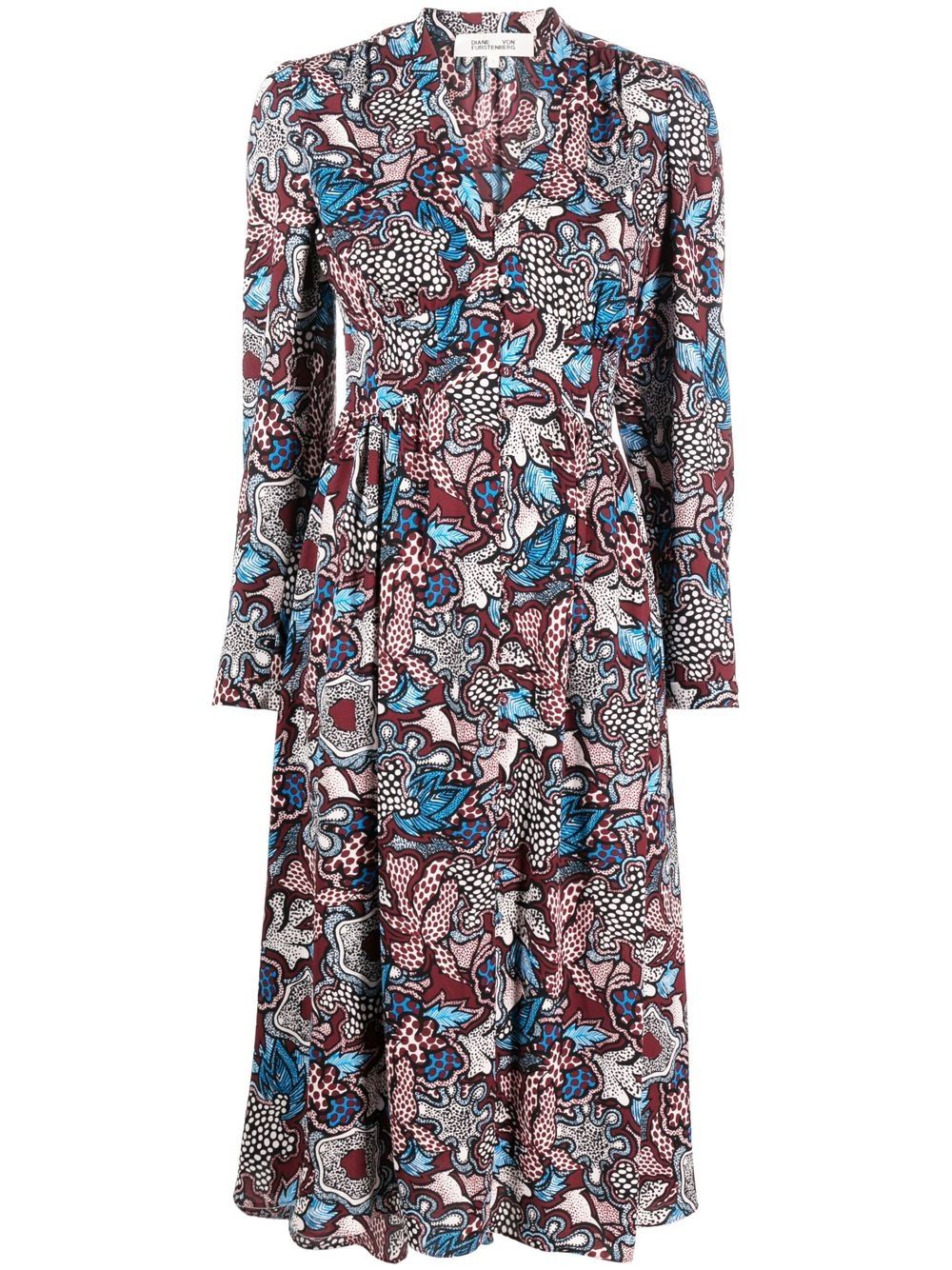 Floral-print midi dress - Red