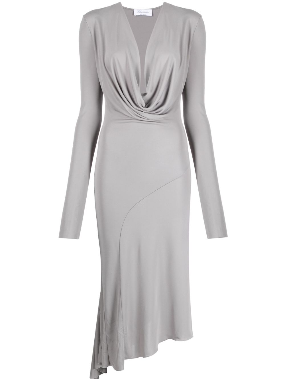 Cowl-neck asymmetric midi dress - Grey
