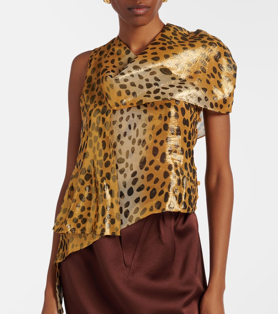Silk-blend lamé top