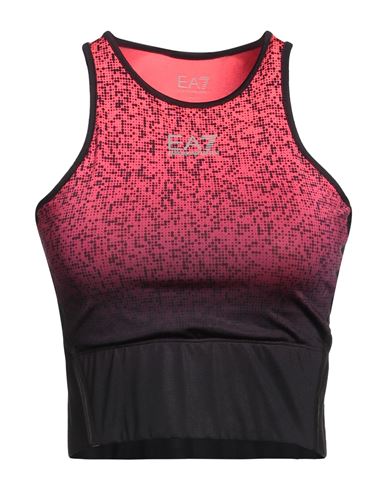 Ea7 Woman Top Coral Size XL Polyester, Elastane