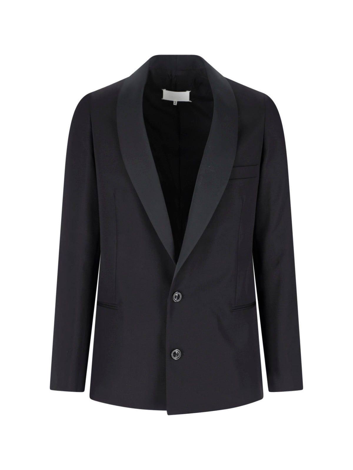 Virgin Wool Blazer Jacket with Silk-Blend Detail and Viscose Lining