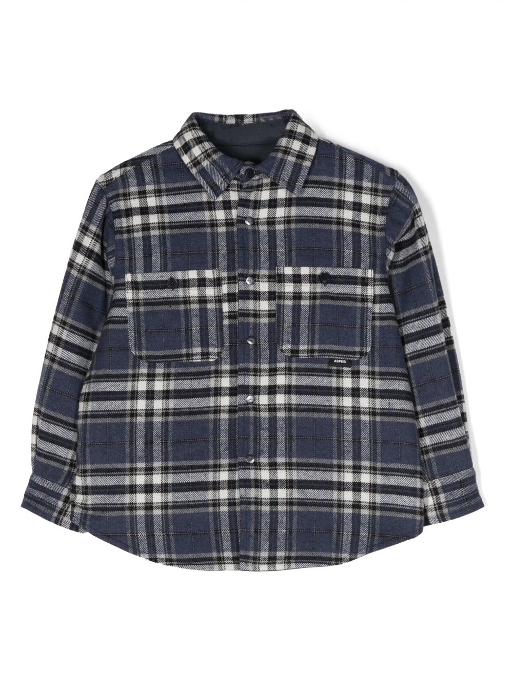 Plaid-check pattern shirt jacket - Blue