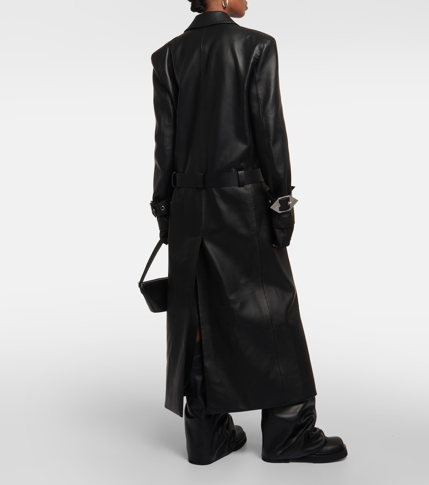 Belted leather coat