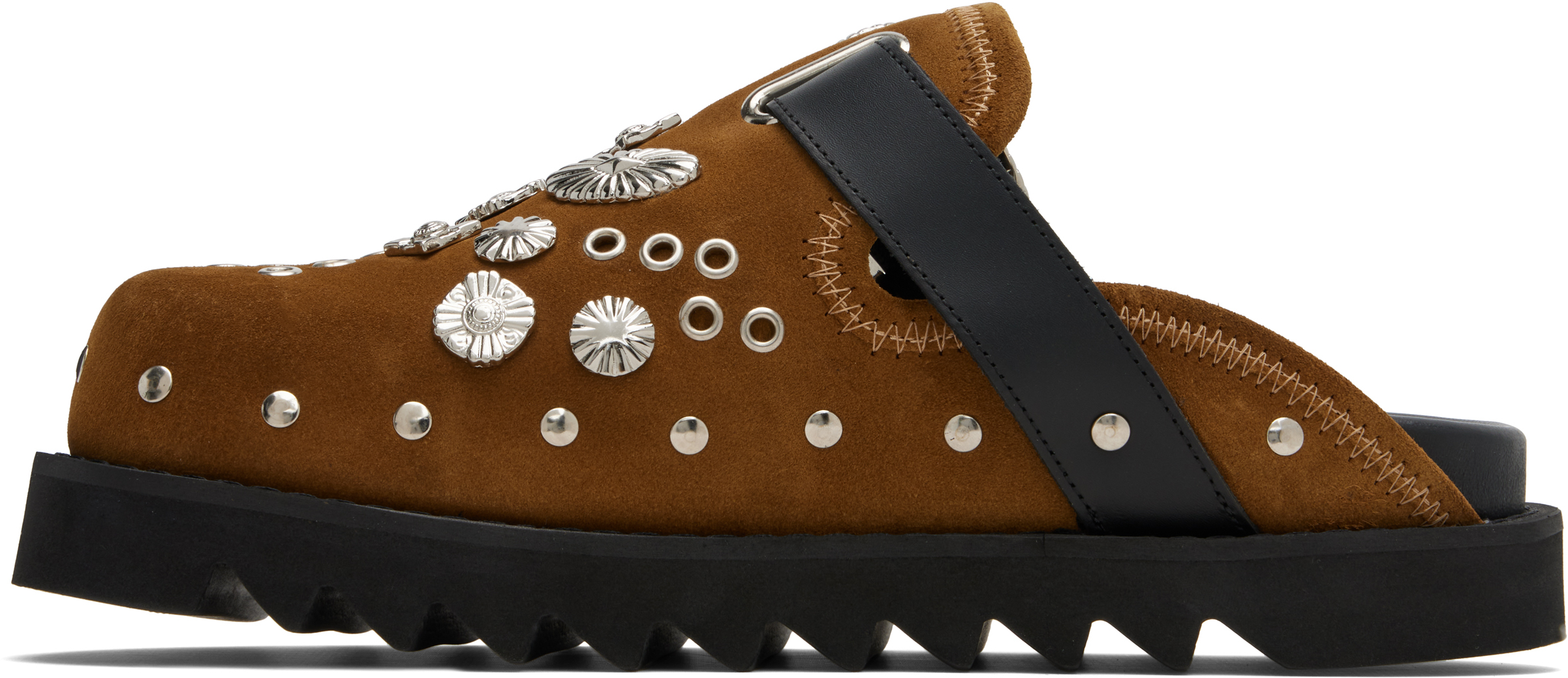 SSENSE Exclusive Khaki Eyelet Metal Sabot Loafers