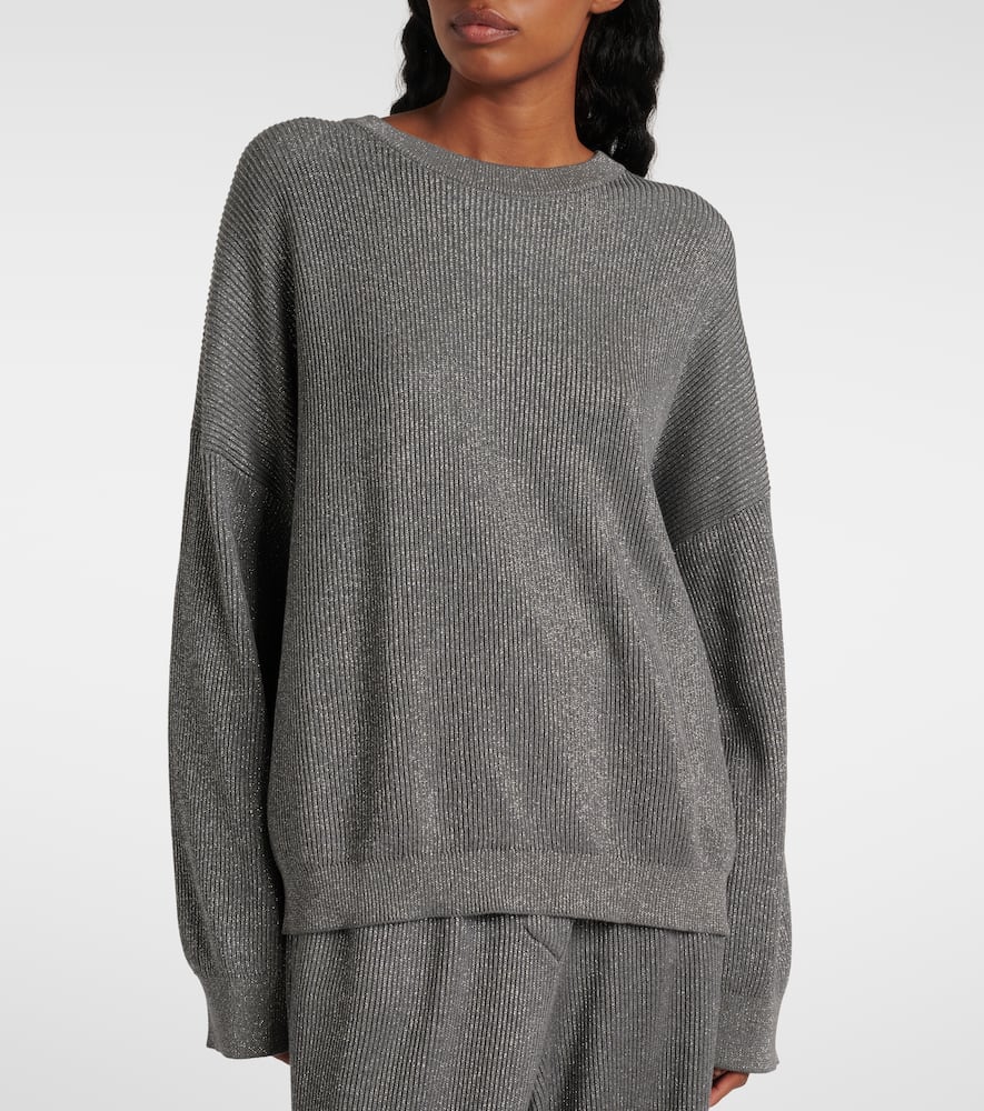 Cotton-blend lamé sweater
