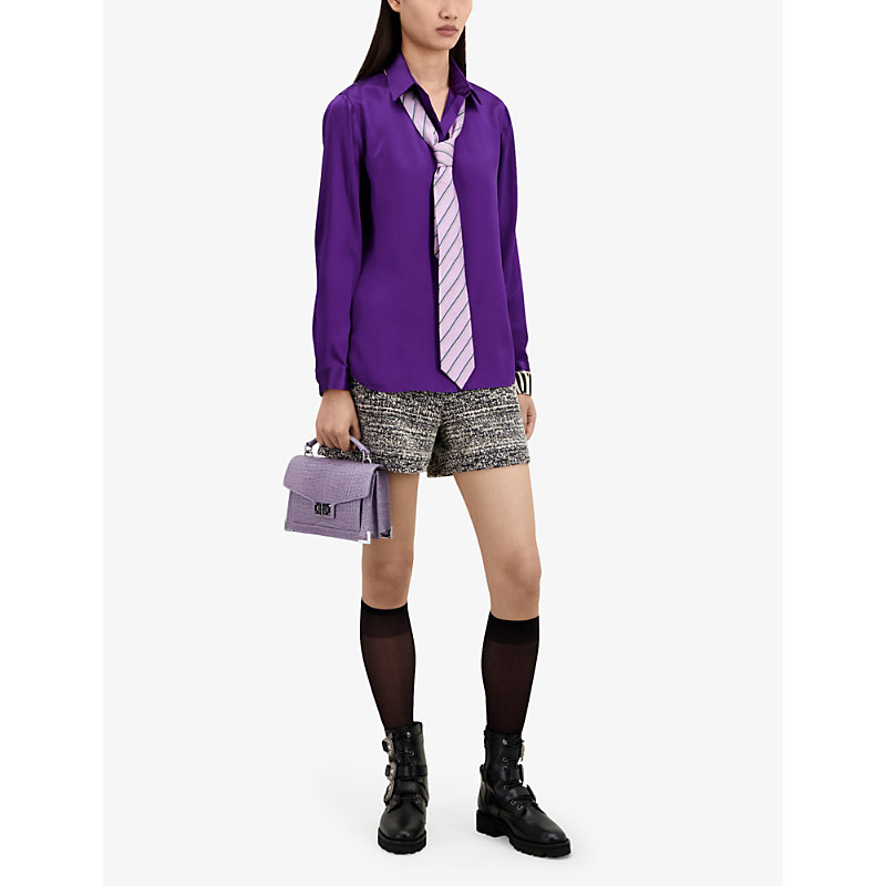 Womens Light Purple Small Emily Crocodile-effect Leather Cross-body bag 