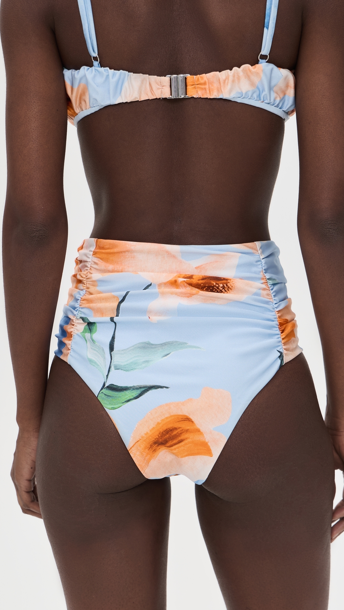 Sunspell Ruched Bikini Bottoms Watercolor Floral