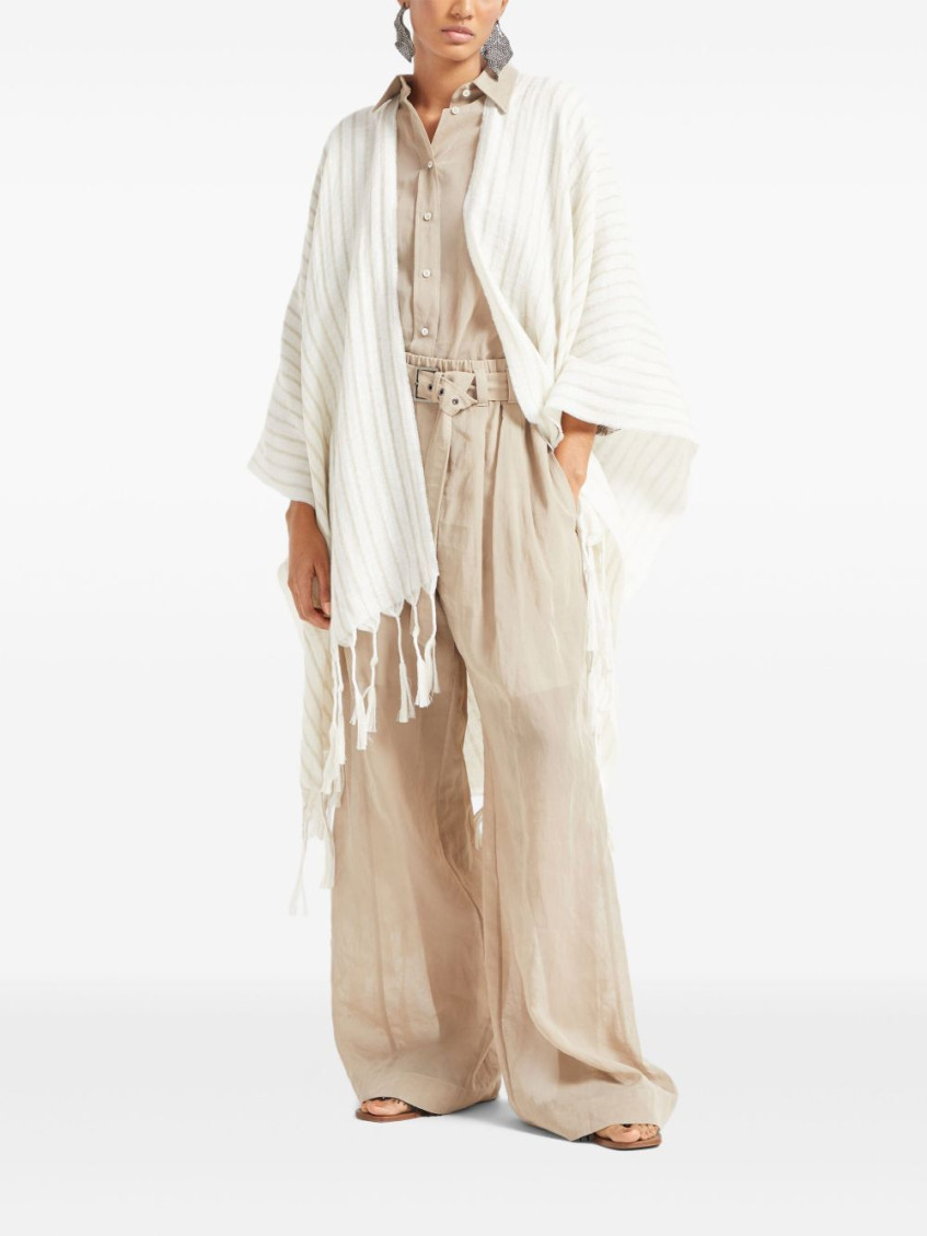 Striped cape - White