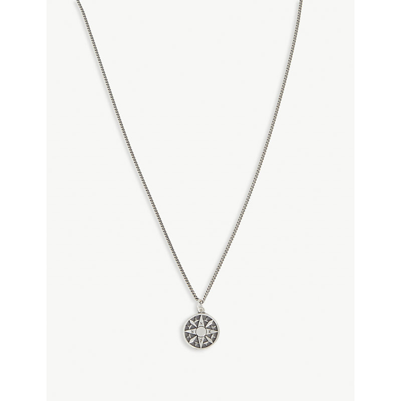 Mens Silver Compass Silver Necklace