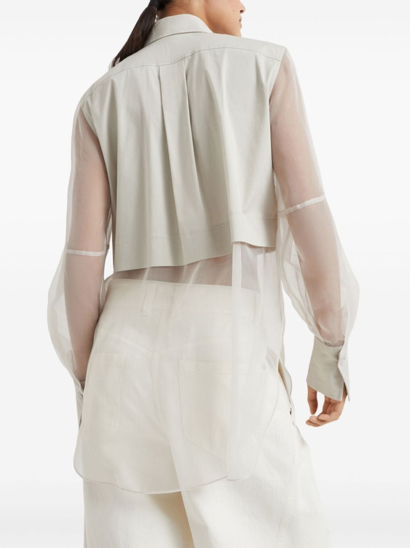 Monili-embellished layered shirt - Neutrals