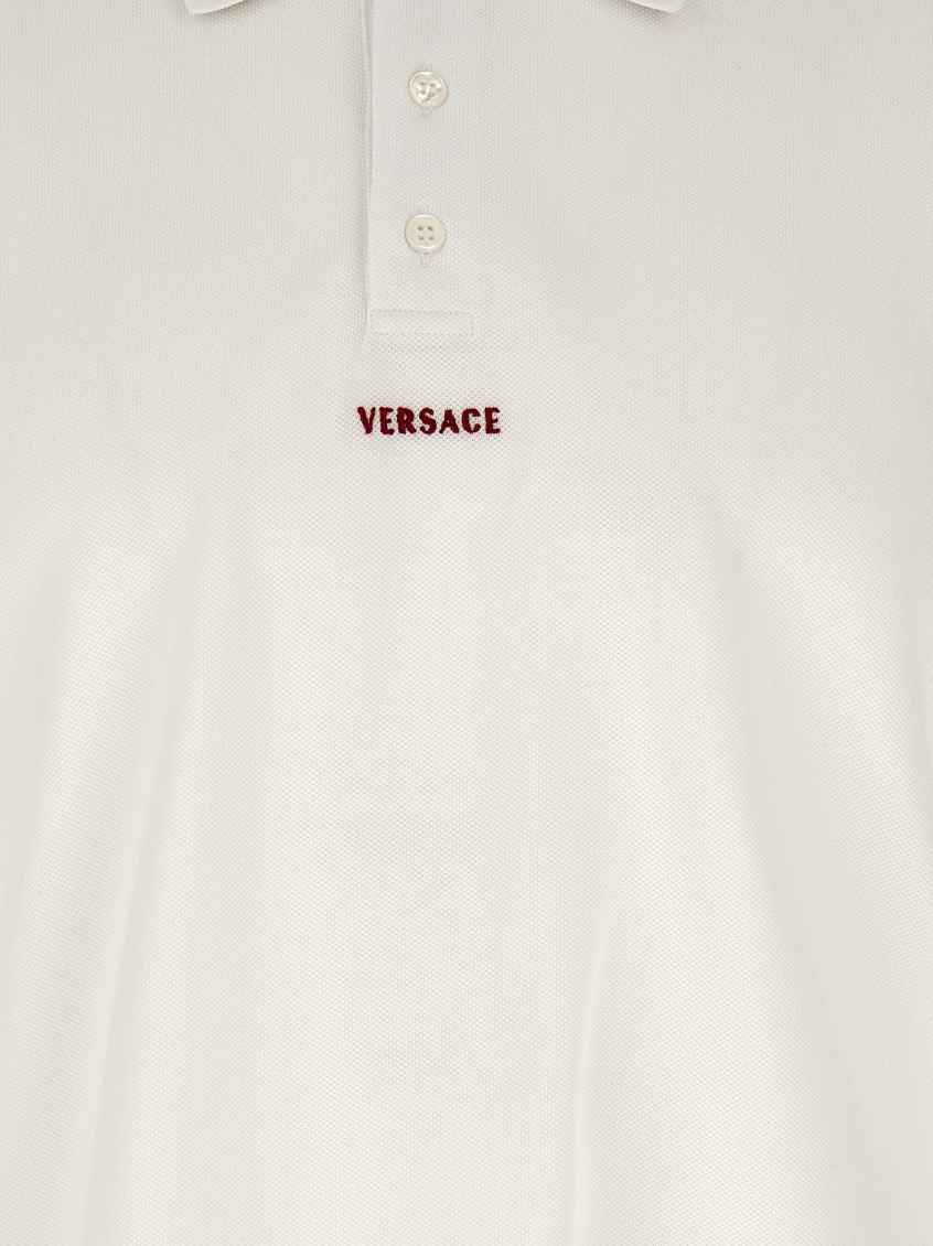 White Logo Shirt Collar Polo