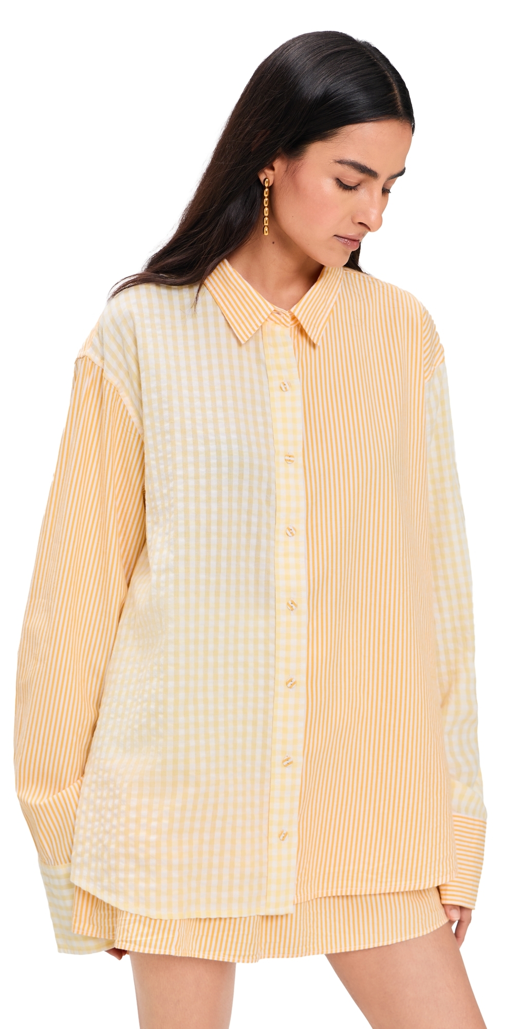Classic Button Down Shirt Daffodil Combo Stripe One Size