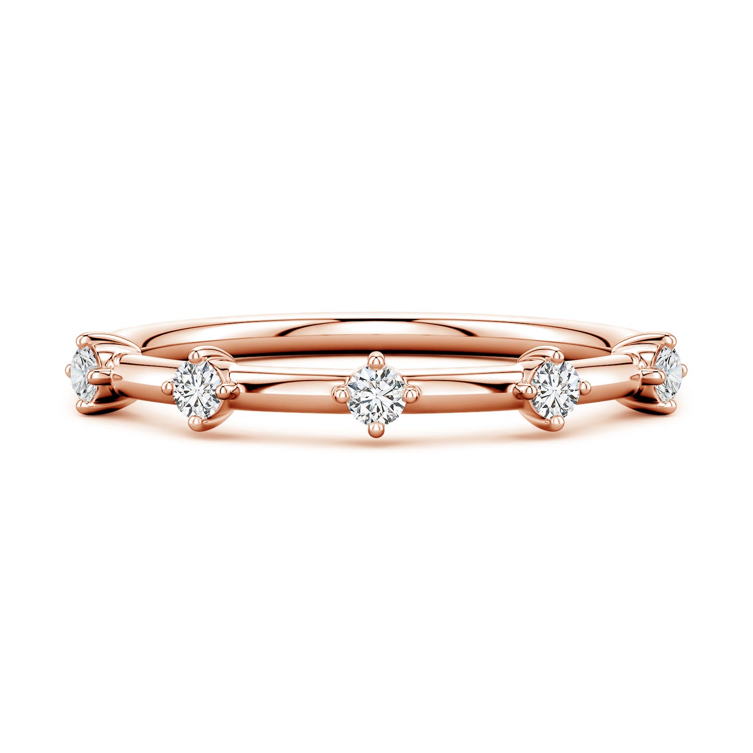 Angara 2 MM Round Diamond Five-Stone Station Ring in 14K Rose Gold