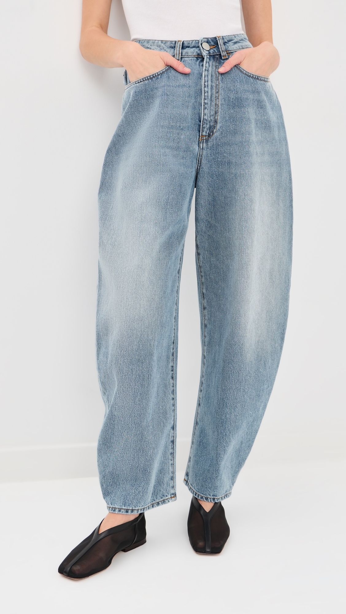 High-Waist Sculptural Denim Jeans Classic Blue