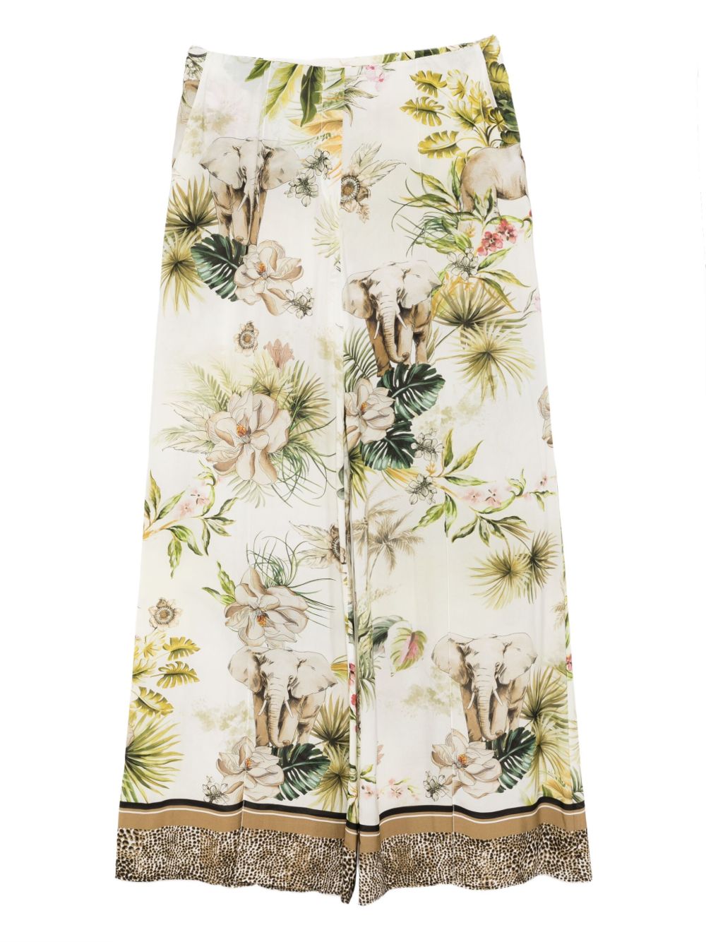 Savannah-print chiffon pants - White