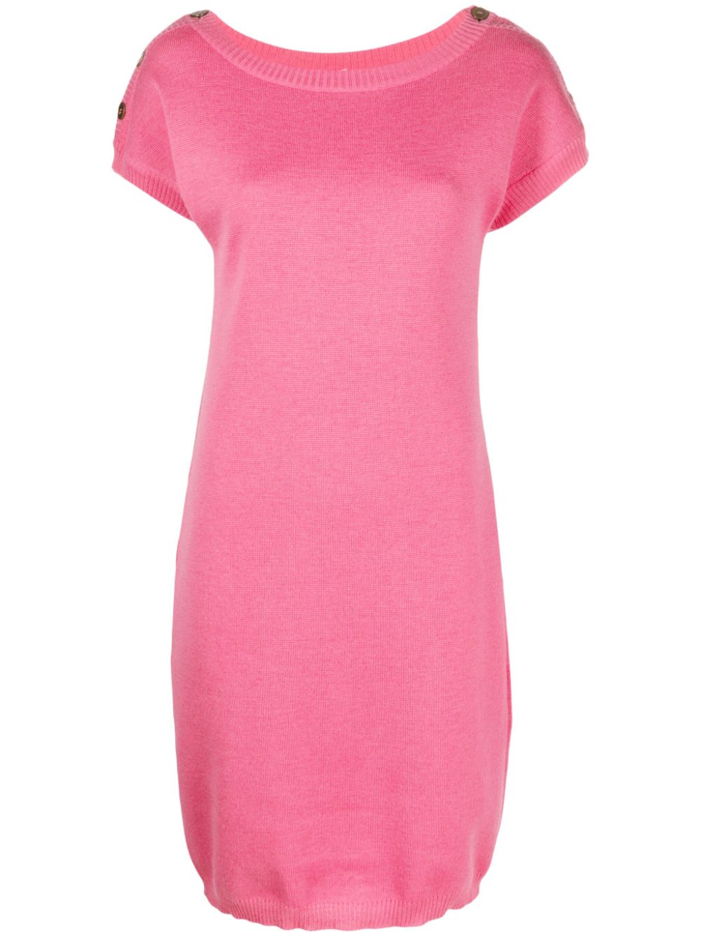 Short-sleeve knitted dress - Pink
