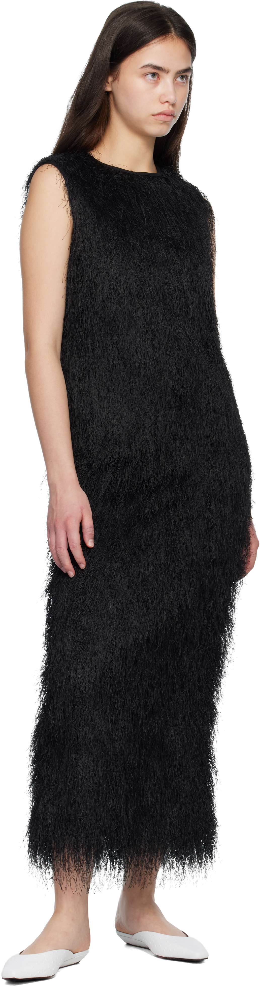 Black TIWA Fringed Maxi Dress