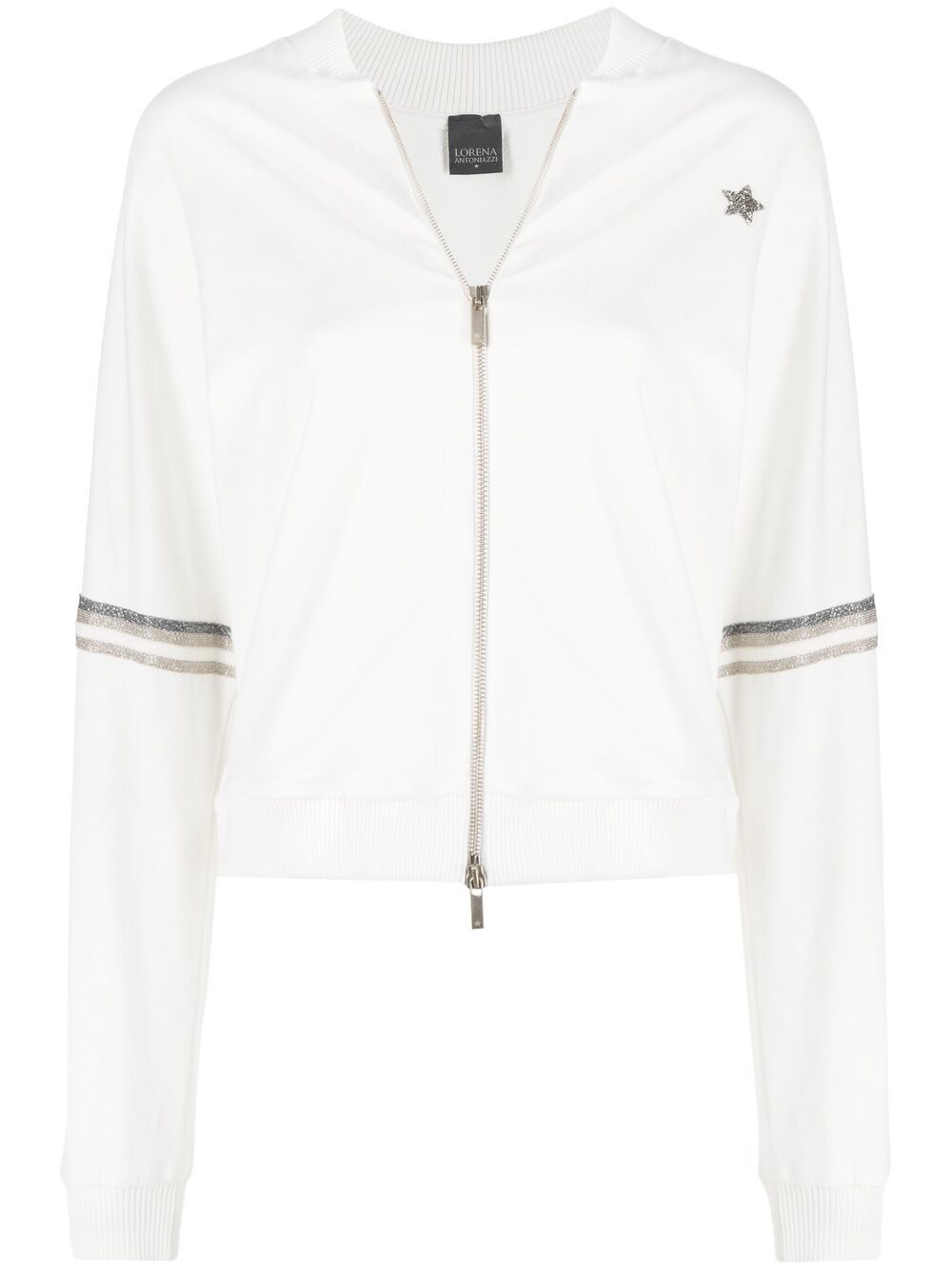 Side-stripe zip-up track jacket - White
