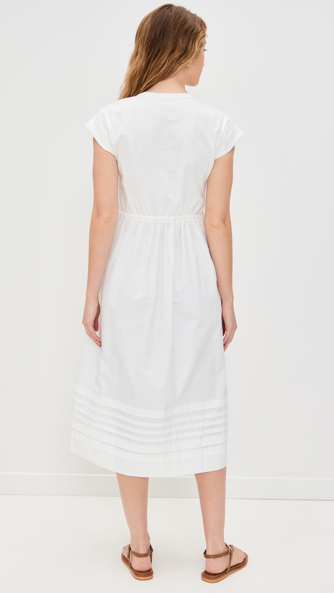 T Shirt Dress with Shirring White