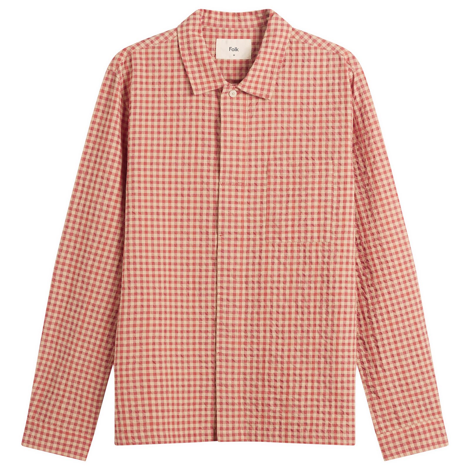 Men's Patch Shirt in Red Oxide Textured Check