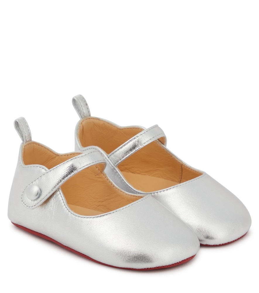 Christian Louboutin Kids Baby Love Chick metallic leather ballet flats