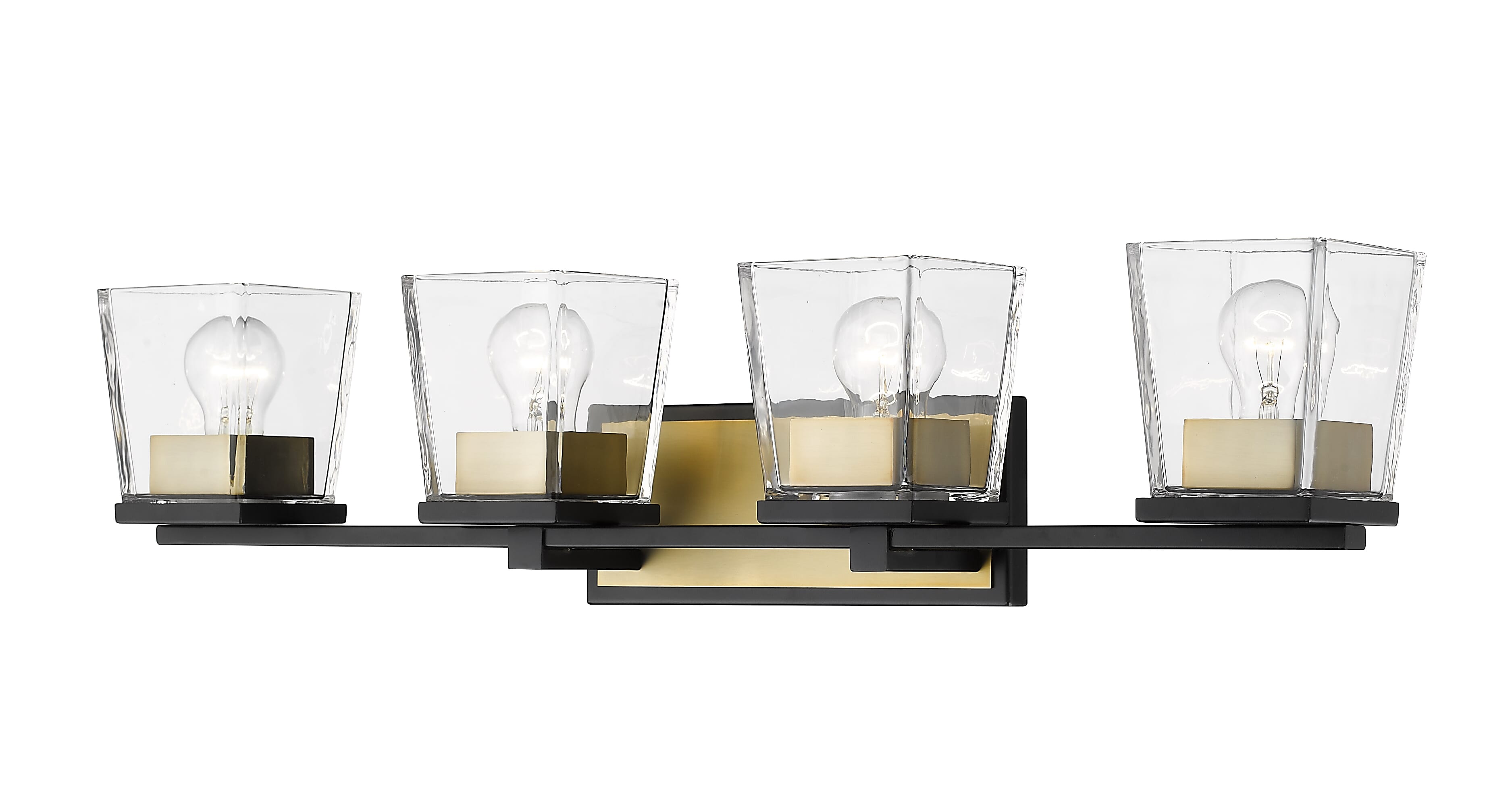 Bleeker Street 4-Light Bathroom Vanity Light In Matte Black With Olde Bra