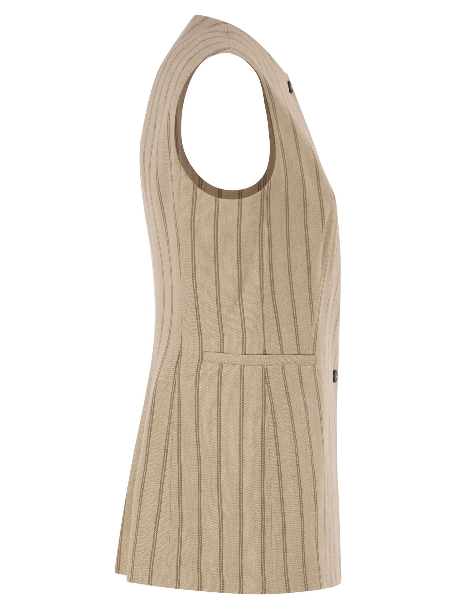 Antonelli Firenze Pinstriped Tailored Waistcoat In Mélange Linen