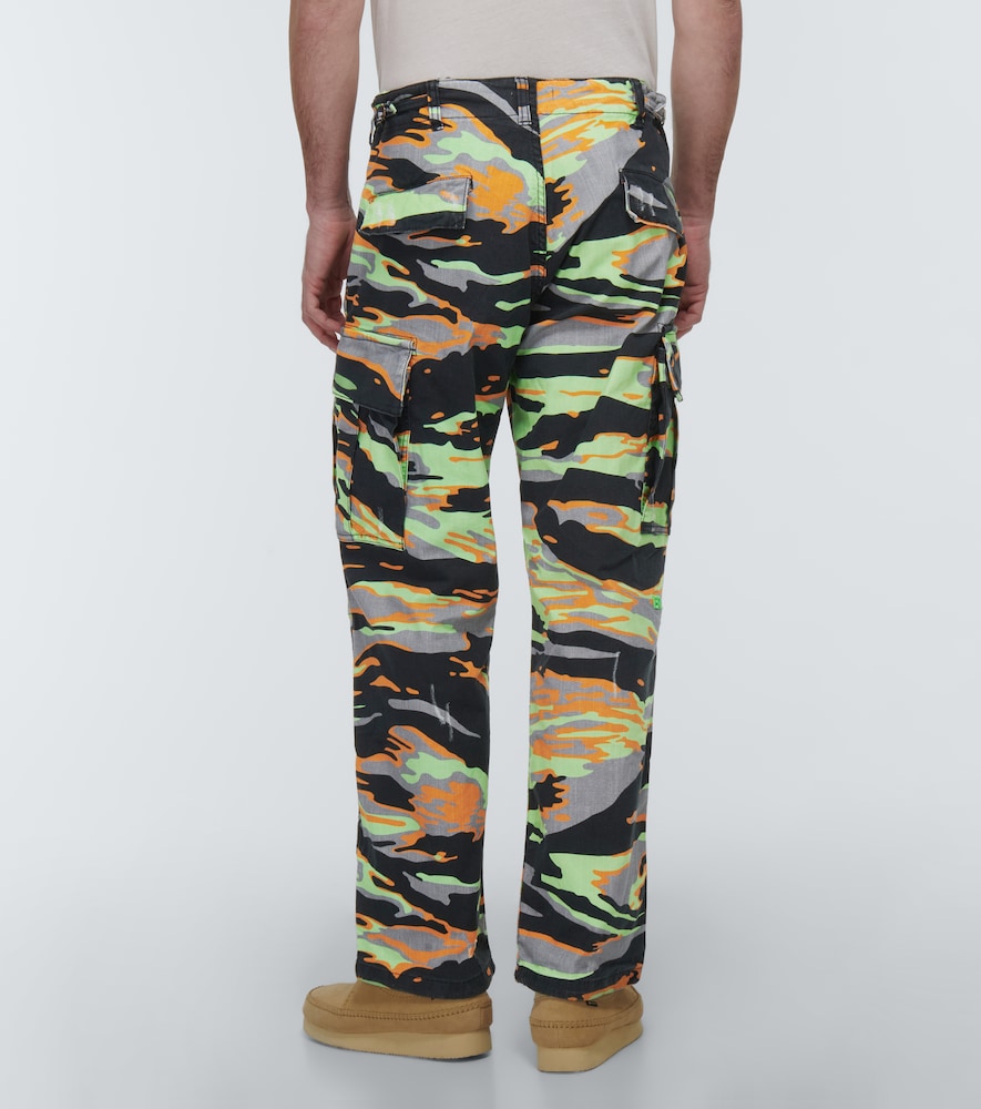 Printed cotton cargo pants