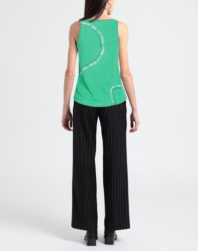 Woman Tank top Green Size 2 Linen, Elastane