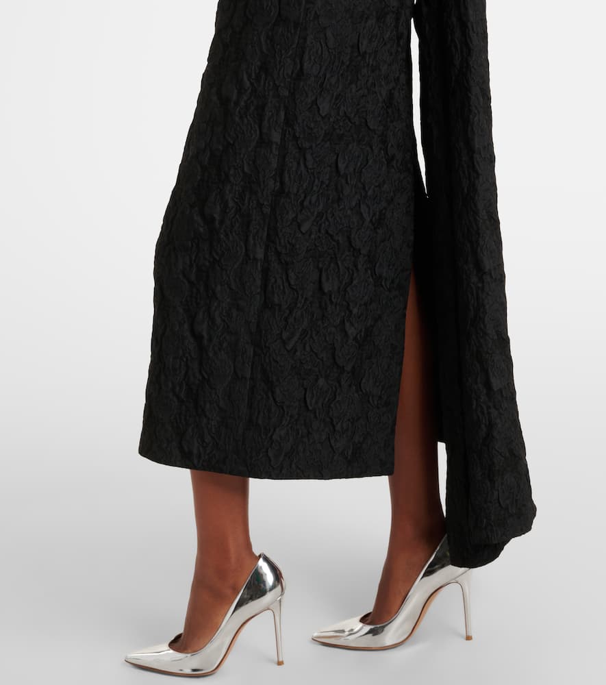 Embroidered cloque jacquard gown