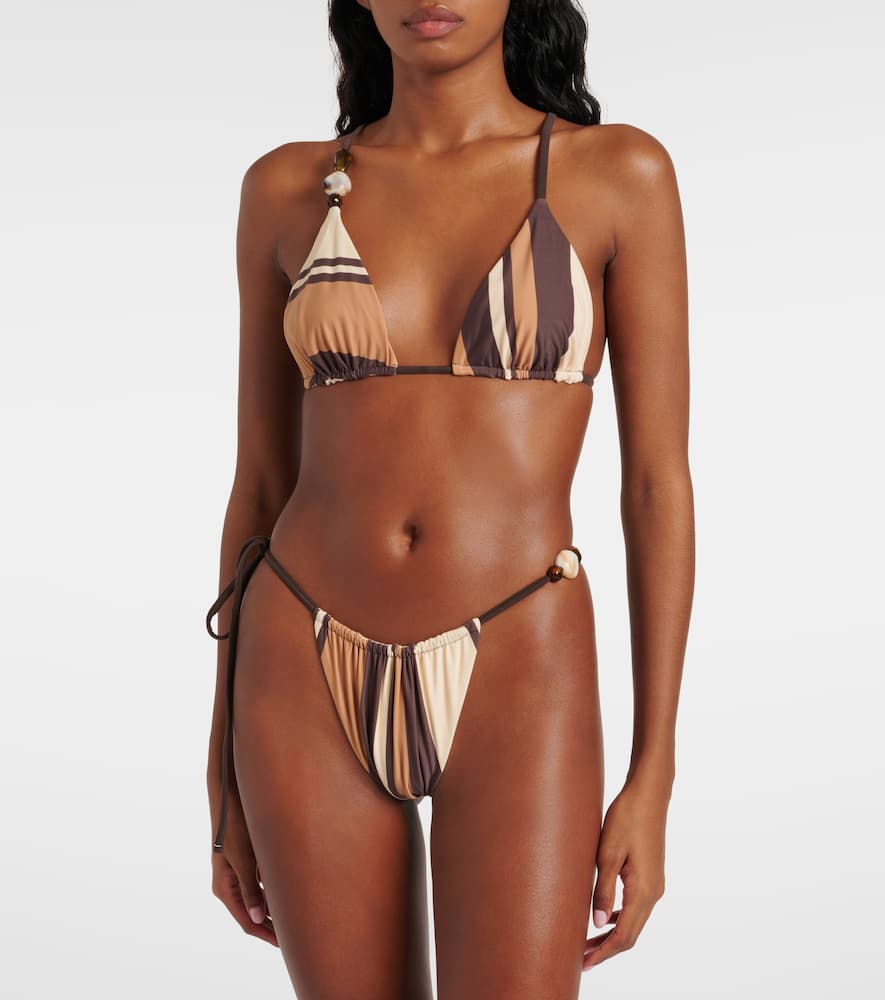 Mahogany striped bikini bottoms