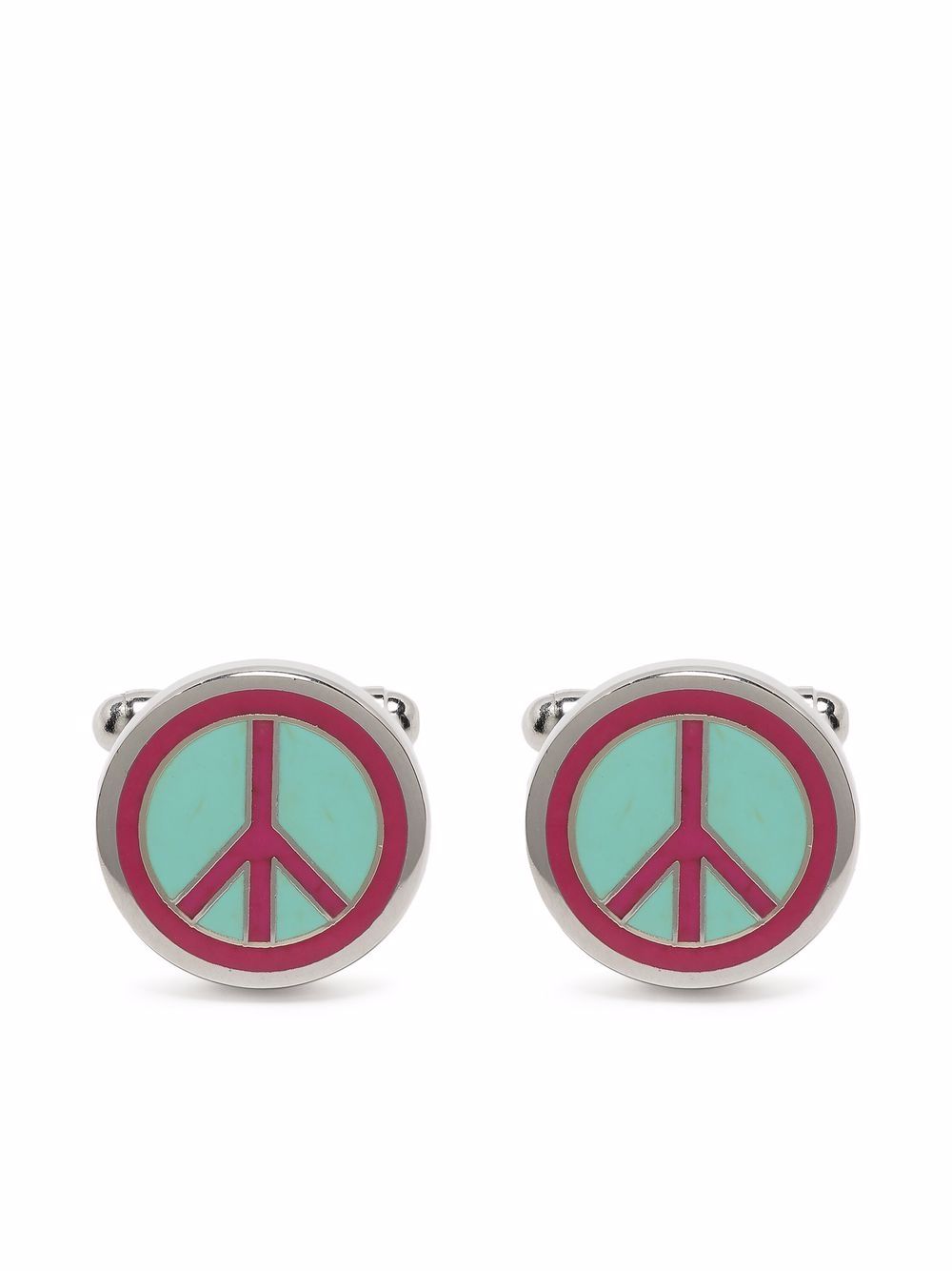 Peace enamel cufflinks - Silver