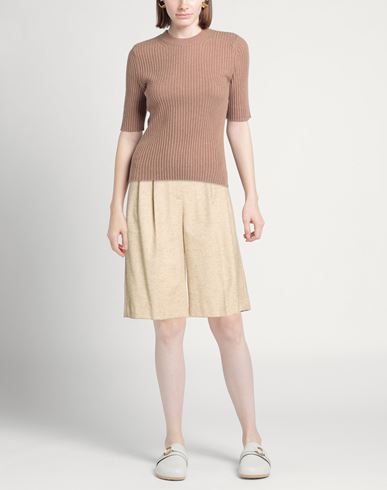 Woman Shorts & Bermuda Shorts Sand Size 6 Virgin Wool, Polyamide, Silk, Elastane
